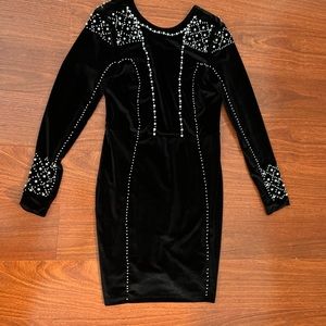 Black and pearl velvet dress